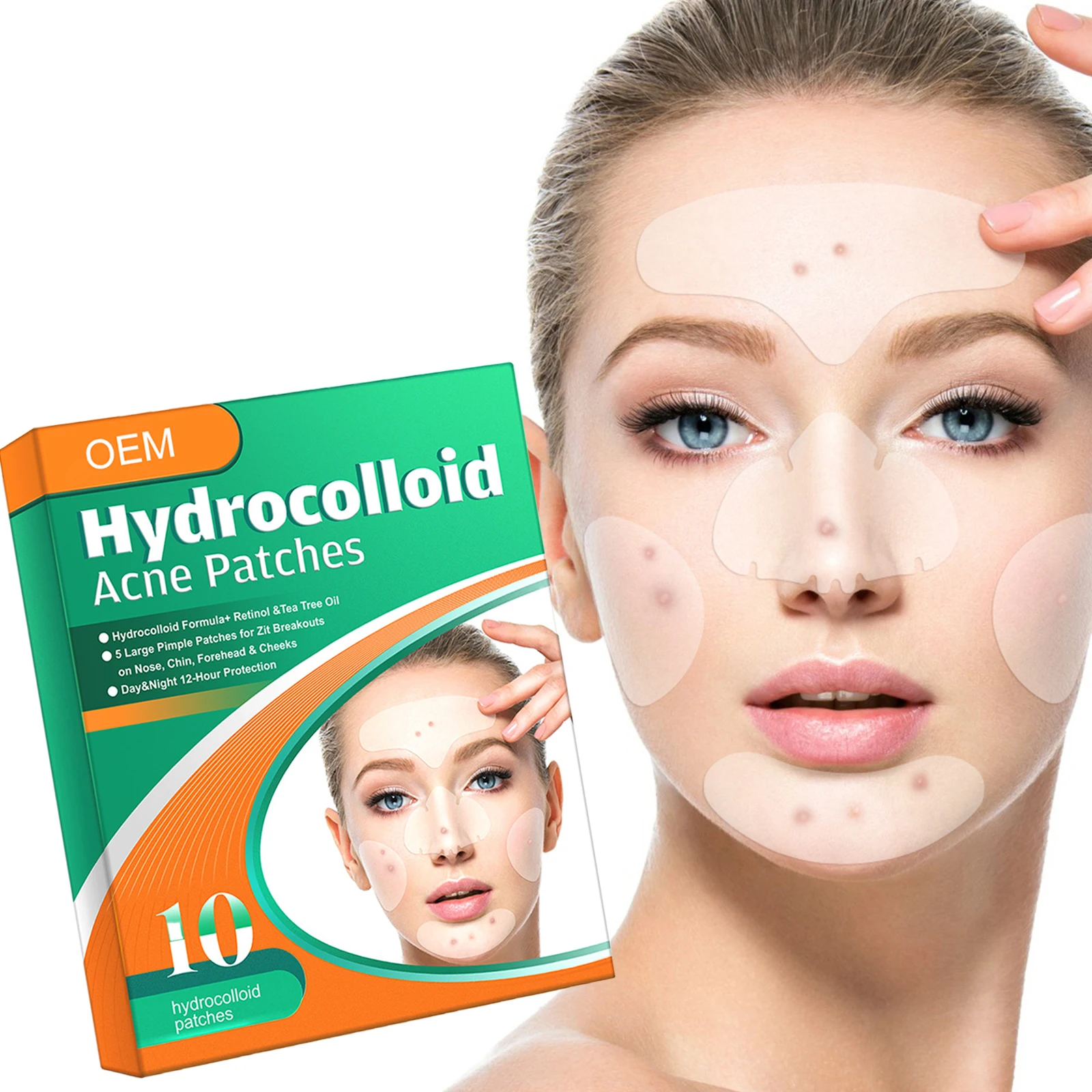 5-in-1 Acne Cover Patch Sticker Private Label Day and Night with Multiple Fade Acne Mark Hydrocolloid Acne Pimple Patches