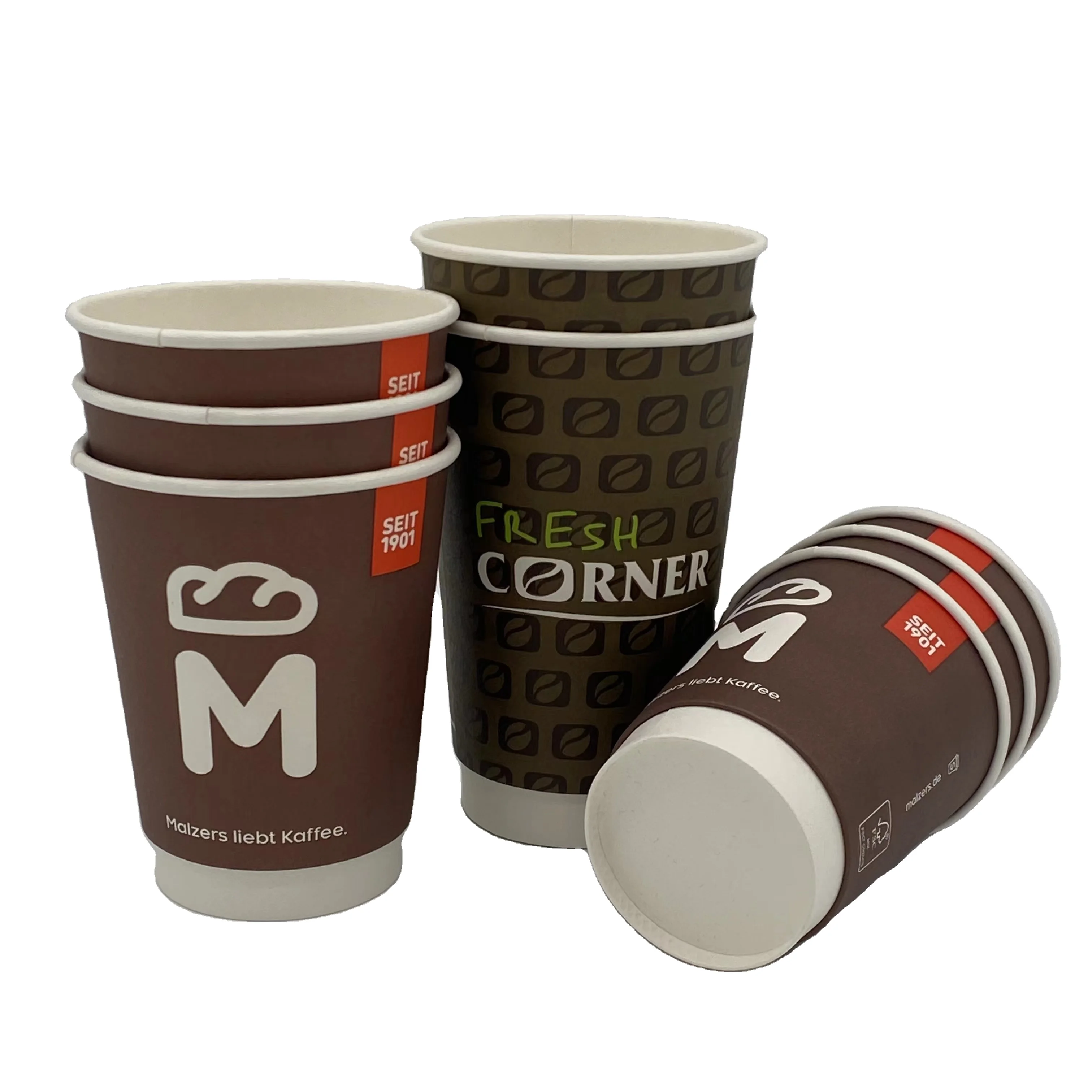 Customized print Double Wall 12 oz Paper Yogurt Drinks Beverages Take away Coffee Cup White Cardboard