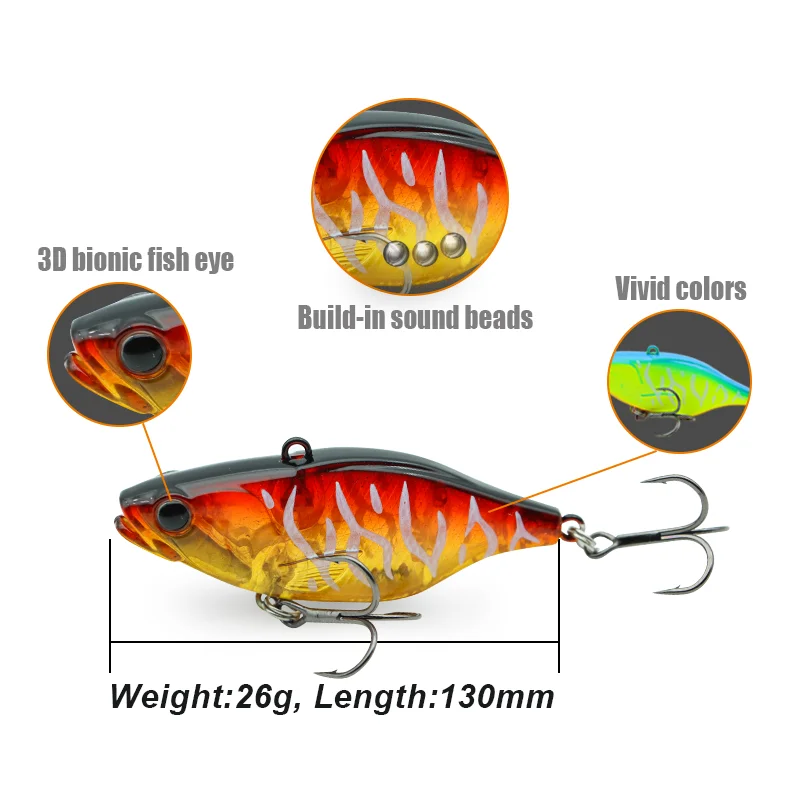 THORFORCE  Hard Plastic Deep Sea Long Casting Bass  VIB Spinner Noisy Fishing Bait  Lures