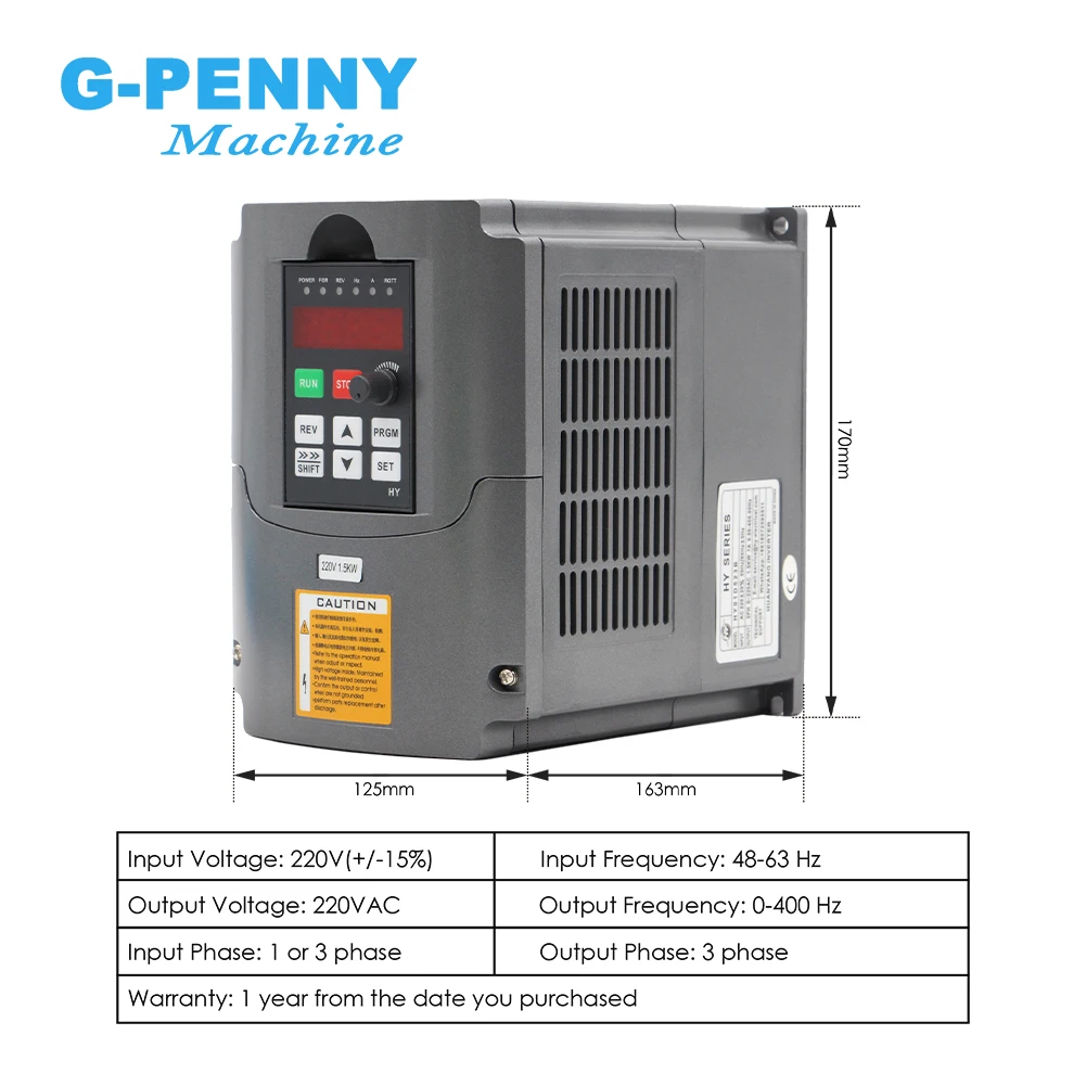 1.5kw ER16 D80mm Water cooled spindle Kit 1.5KW HY Inverter Used for CNC Milling Spindle motor