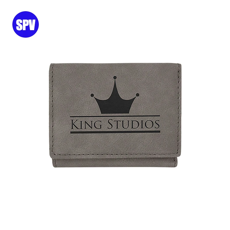Free Shipping Wallet Gift Set Leather Man Logo Card Fashion Custom Pu Coin Genuine Mini Holder Journal Blank Laser