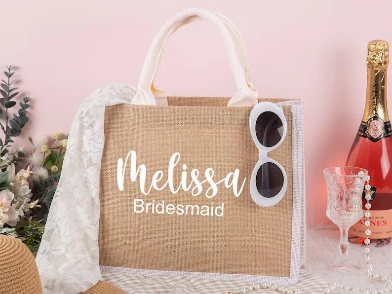 Custom Coated Linen Shopping Bag custom logo jute large capacity DIY tote bag eco-friendly material With Black sides