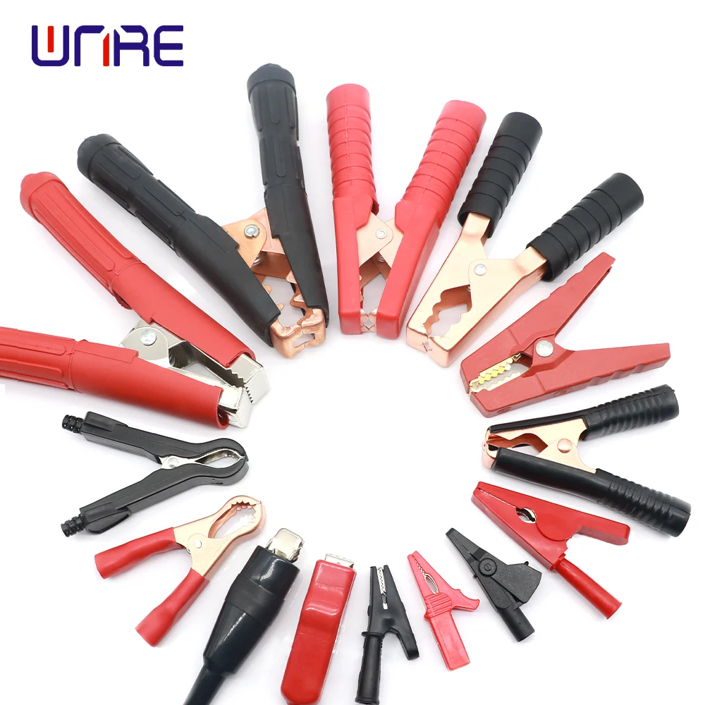 1 Pair Black Red Soft Plastic Coated Soft Plastic Coated  Mini Alligator Test Clips Crocodile Electrical Clamp spring clip