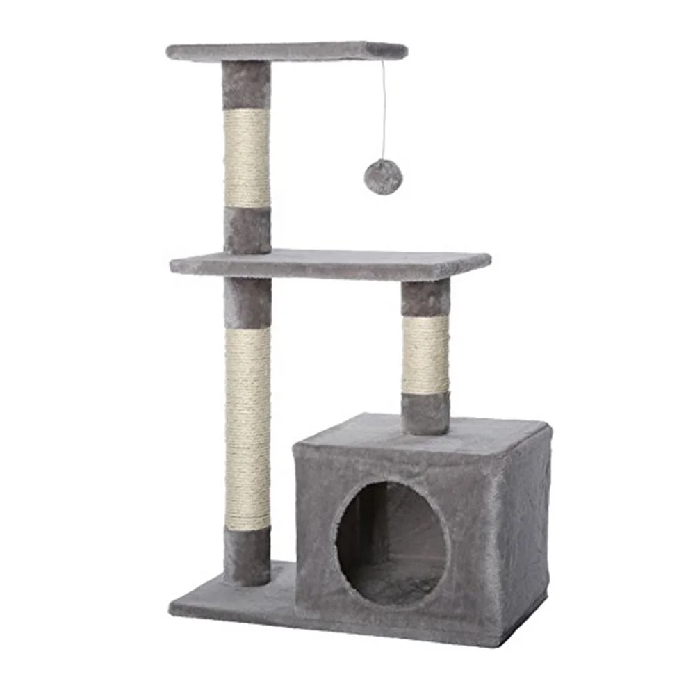 China Original Gray Simons Cat Game Cat Toy Happy Turntable With Condo Cat Pet Play House With Scratches