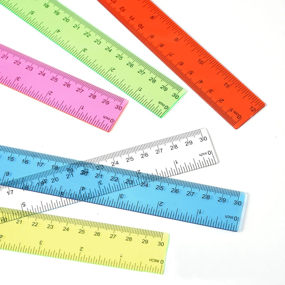 Wholesale 30 cm Popular Student Multi Color Transparent Plastic Ruler for Office School Stationery