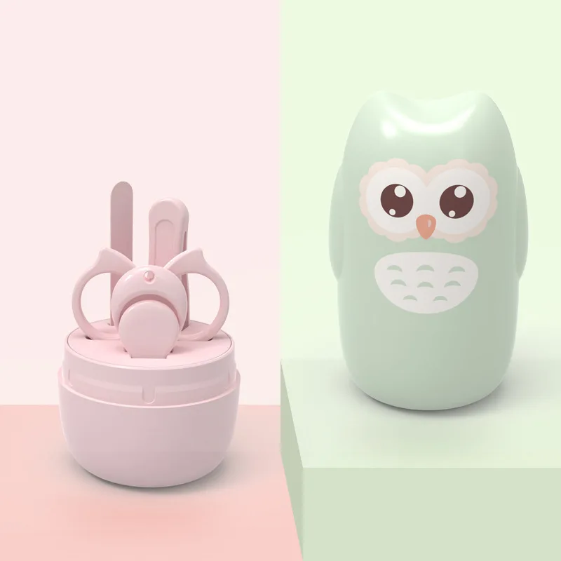 Animal shape Hot Sell Baby Nail Manicure Kit Cute Owl Shape Case Pink Baby Nail Clipper Set Popular Gift