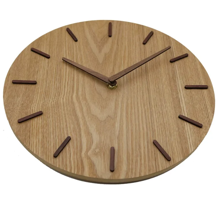 high quality brown round rustic country style silent wall clock for living room  bedroom office