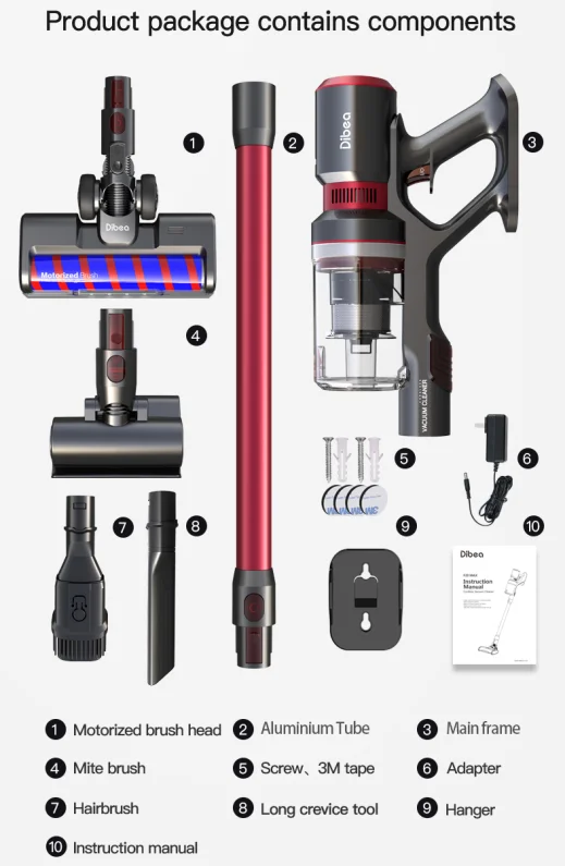 Dibea F20MAX 25 кПа сильные всасывающие беспроводные портативные пылесосы 400 Вт беспроводные вакуумные аспираторы пара