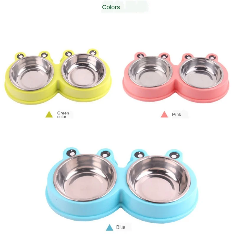 
New 2 in 1 Pet Bowl Drinking Water Feeding Anti Splash Stainless Steel Pet Bowls & Feeders Food Storage 2in1pet Bowl for Dogs 