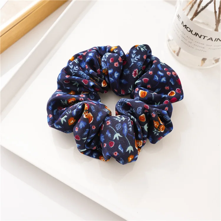 New Custom Logo Spring and Summer Fashion Elastic Hair Tie For Women Ponytail Holder Lovely Flower Hair Scrunchies