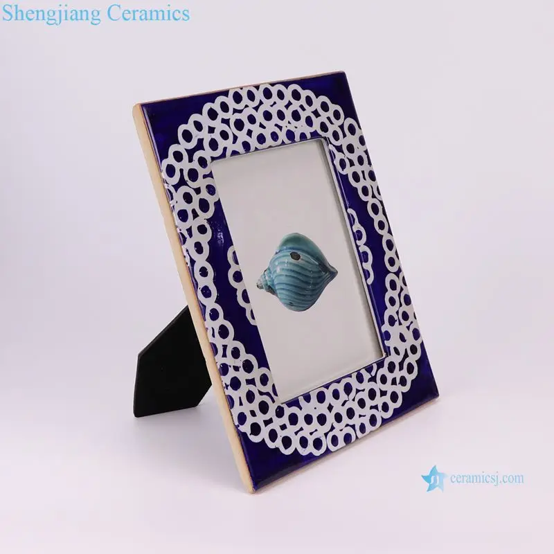 RXCE10-A-L-S Blue and white rectangular ceramic photo frame large and small combination