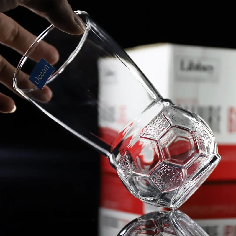 Creative Football Shape word cup Lead-free Mug Beer wine juice handmade glass tumbler