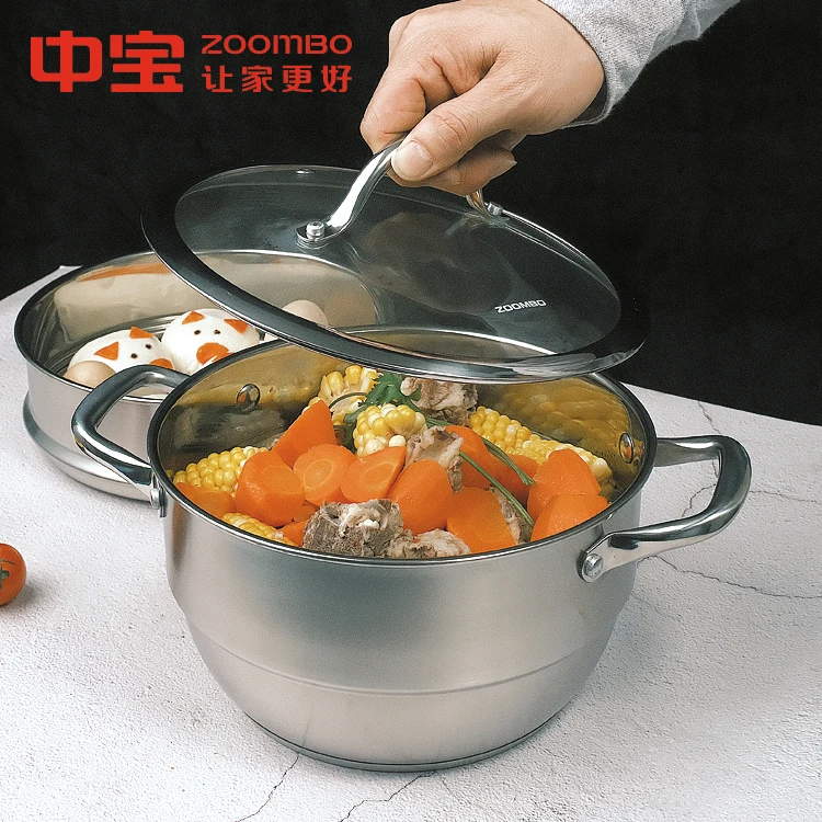 Hot selling fish steamer casserole high quality stainless steel silver stockpot metal high mirror polishing soup pot