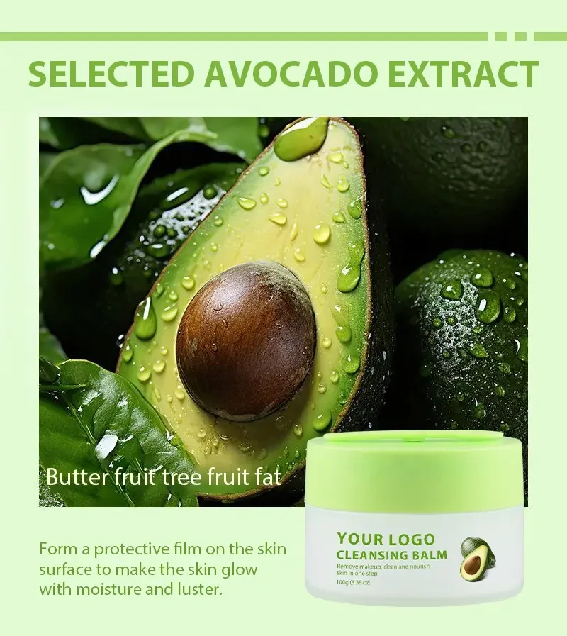 Private Label Makeup Remover Balm Vegan Gentle Avocado Moisturizing Glow Deep Cleansing Facial Balm