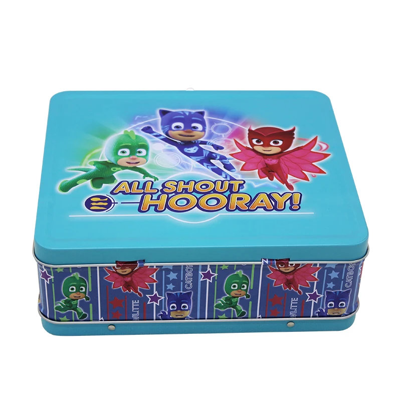 Low price wholesale customized exquisite printed food grade tinplate biscuit candy snack metal lunch tin box gift packaging