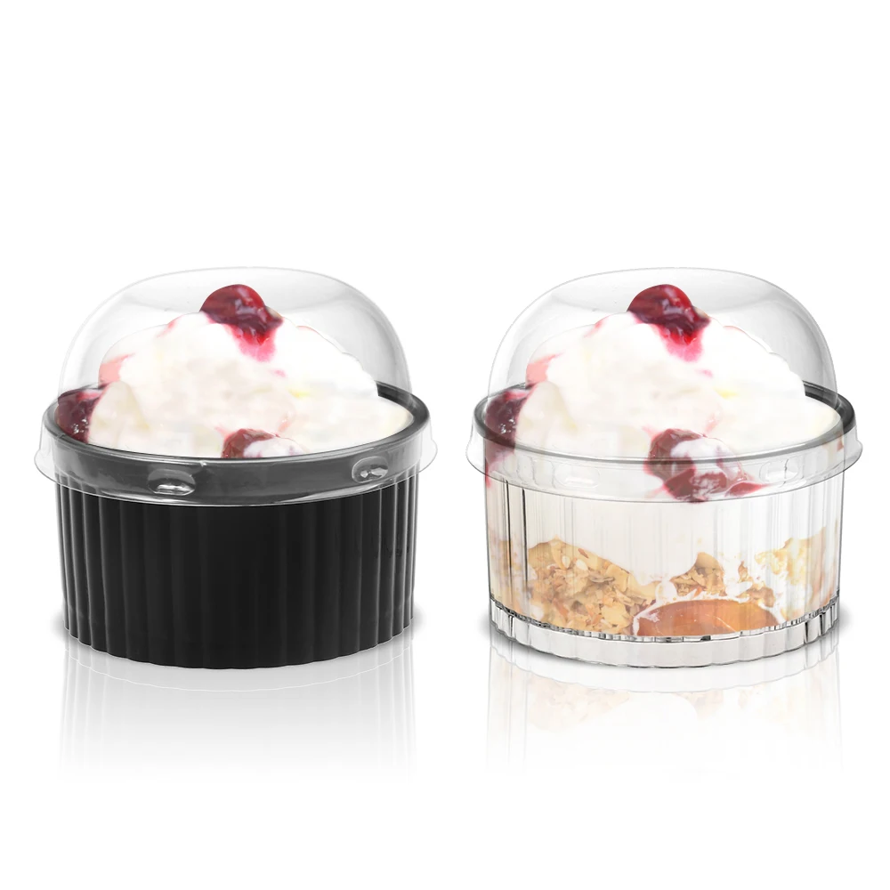 Yogurt Smoothie Cups Manufacturer Ps Round Bottom Plastic China 110ml Plastic Cups with Dome Lids