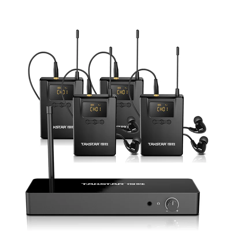 Takstar WPM-300 digital wireless in ear monitor system 10 channel stereo stage church 1 transmitter 4 receiver