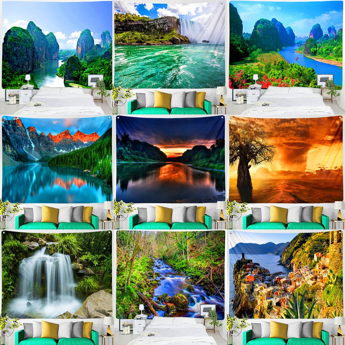 
Landscape Tapestry Wholesale Bedroom Dorm Living Room Home Decor Custom Polyester Tapestry Wall Hanging Hot Sale Products 