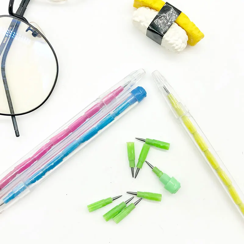 Maxwri Plastic Bullet Push Pencil HB Mulit-Head Creative Push Point Pencil Non-Sharpening For School Kids Promotion
