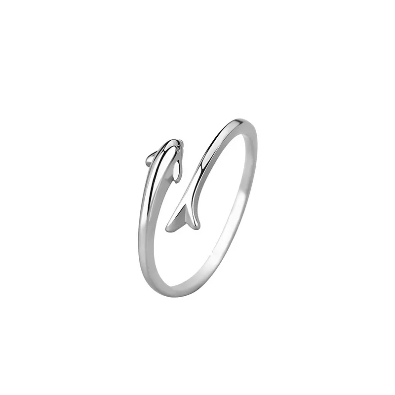 High Quality Jewellery Fashion Jewelry Adjustable Swim Twisted Sterling Silver Dolphin Rings For Women