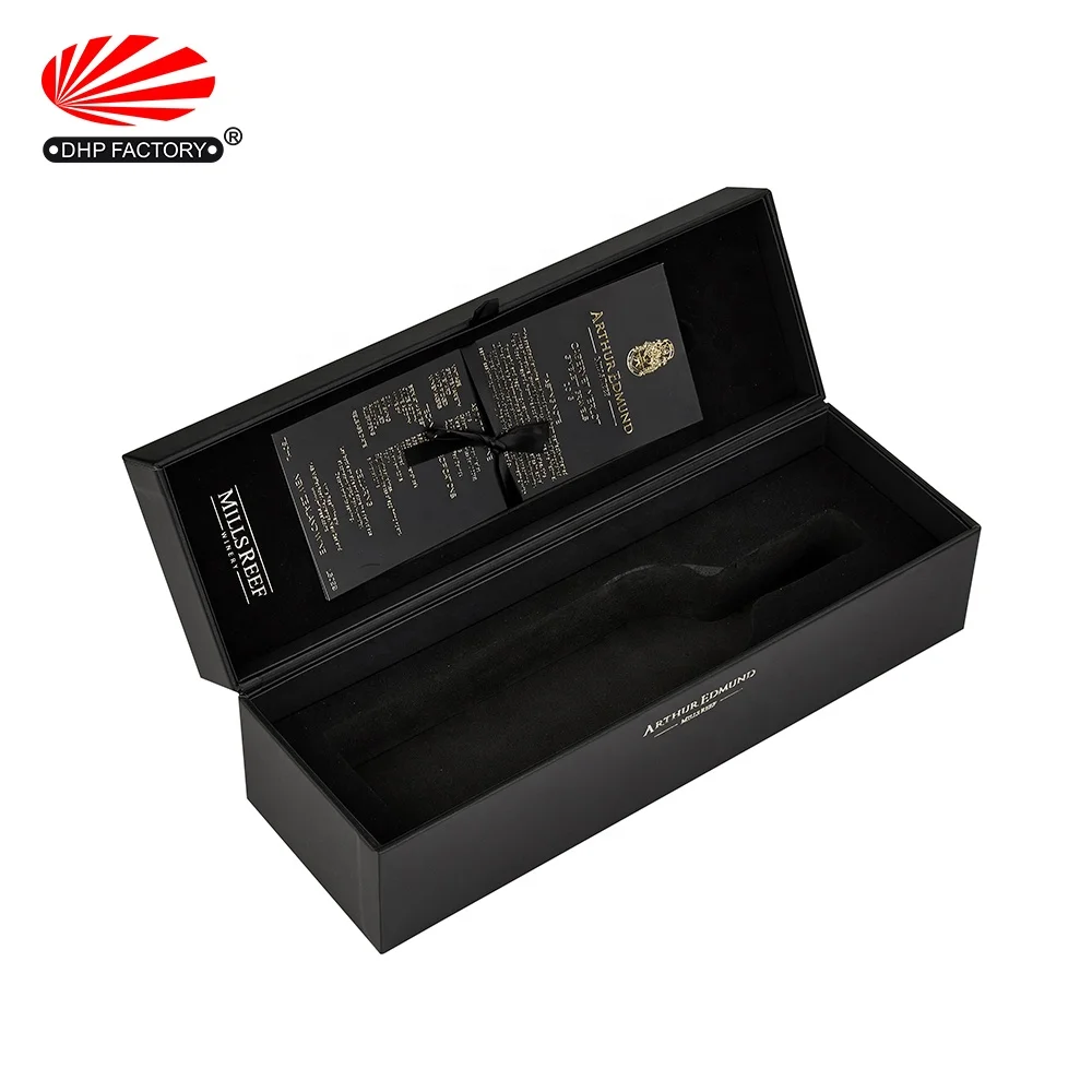 Customized Luxury Black Matt Lamination Rigid Cardboard Liquor Set Packaging Gift Boxes Champagne Whisky Red Wine Bottles