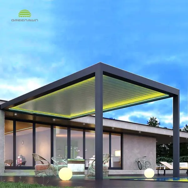 Outdoor windproof aluminium rainproof waterproof pergola covers for terrace shed