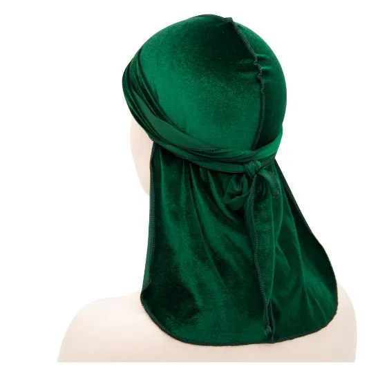2024 Hot Sale Designer Headbands and Bonnets Velvet Durags for Men Stretch Headwraps Crushed Waves Doo Rag