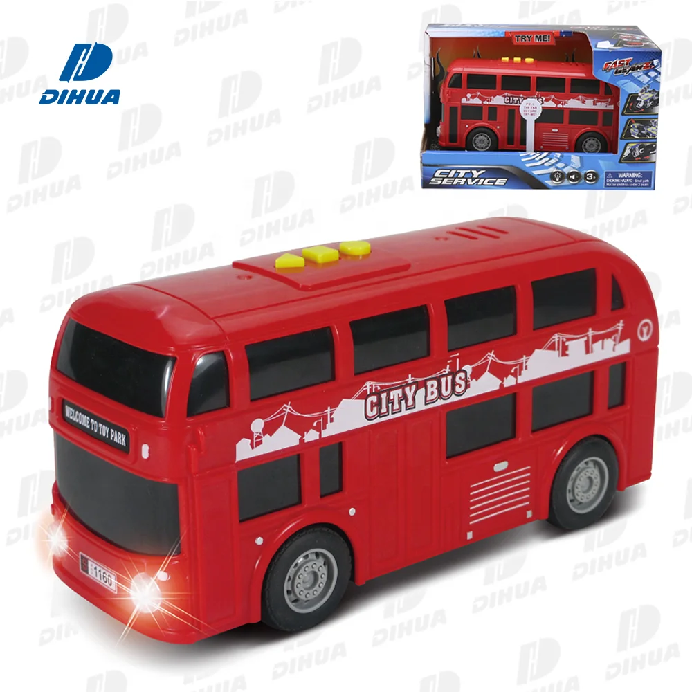 Kids Car City Bus Freewheel Bus Toy with Sounds and Lights, Cartoon Plastic Toy Bus Friction Toy Vehicle