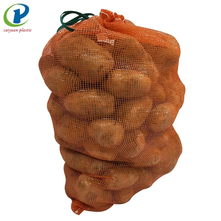 Plastic mesh produce woven leno bag yellow color