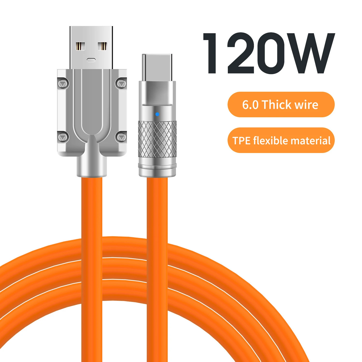 wholesale 120w 180 Degree Rotation cable 1m 6A durable usb c fast charging data cable for Samsung