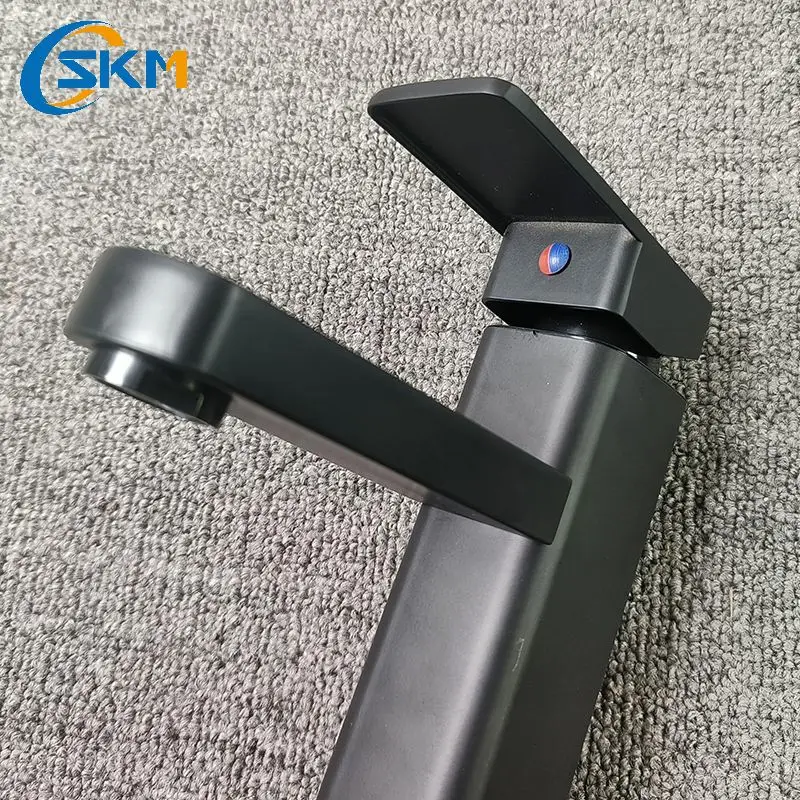 SAKEMI Stainless Steel Black Bathroom Wash Basin Faucet Black Sink Hot Cold Water Mixer Face Basin Tap