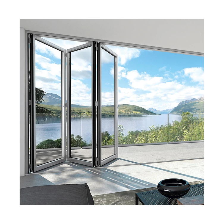 Balcony hurricane impact folding Windows Double glazing aluminum vertical folding Windows