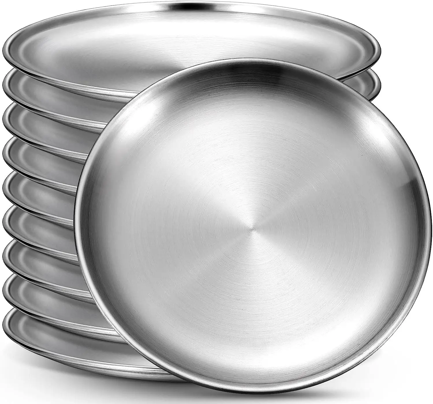 18/8 Compact Korean barbecue cookware custom logo portable dishes plates set vegetable round stainless steel round bowl plate