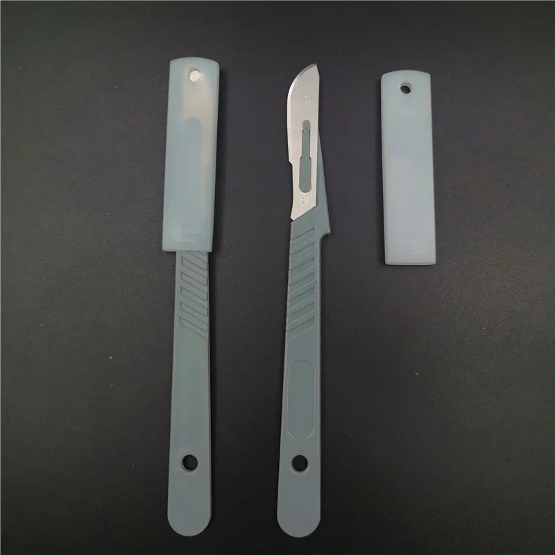 Disposable Medical Sterile Surgical Stainless Steel Scalpel Blade with Grey Plastic Handle NO. 21