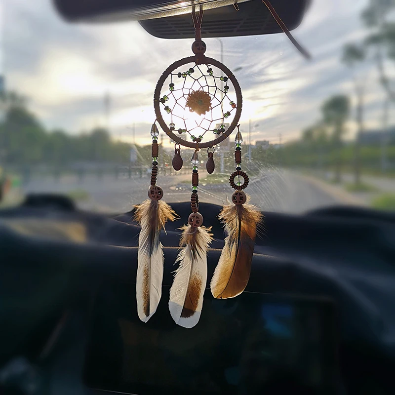 Fashion Dream Catcher Wall Decor Net Bohemian Style Handmade Feather Pendant Hanging Ornaments Macrame Wall Hanging