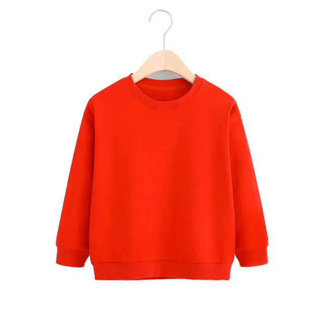 Высокое качество 100% хлопковая Одинаковая одежда с круглым вырезом для всей одежды для маленьких девочек с героями мультфильмов; Футболка для мальчиков; Топы с длинными рукавами изготовленным на заказ логосом однотонная толстовка с капюшоном для детей