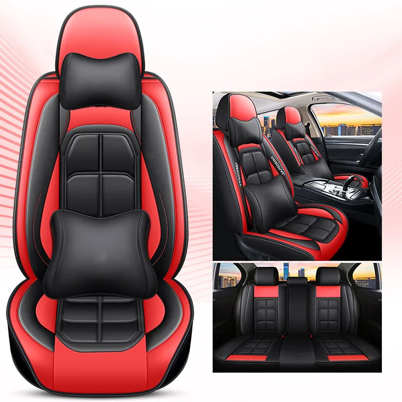 Custom Universal  Seat Covers Car accessories for sedan seat cover Leather Car Seat Covers full set  black and red luxury