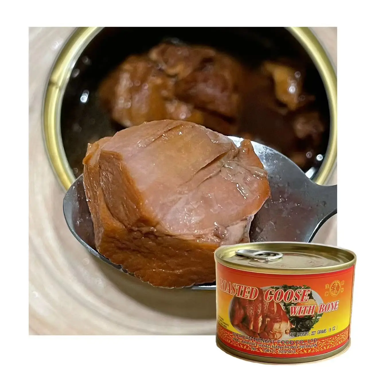 Заводская дешевая цена вкусная Китайская кухня 227 г консервированное жареное гусиное мясо для птицы