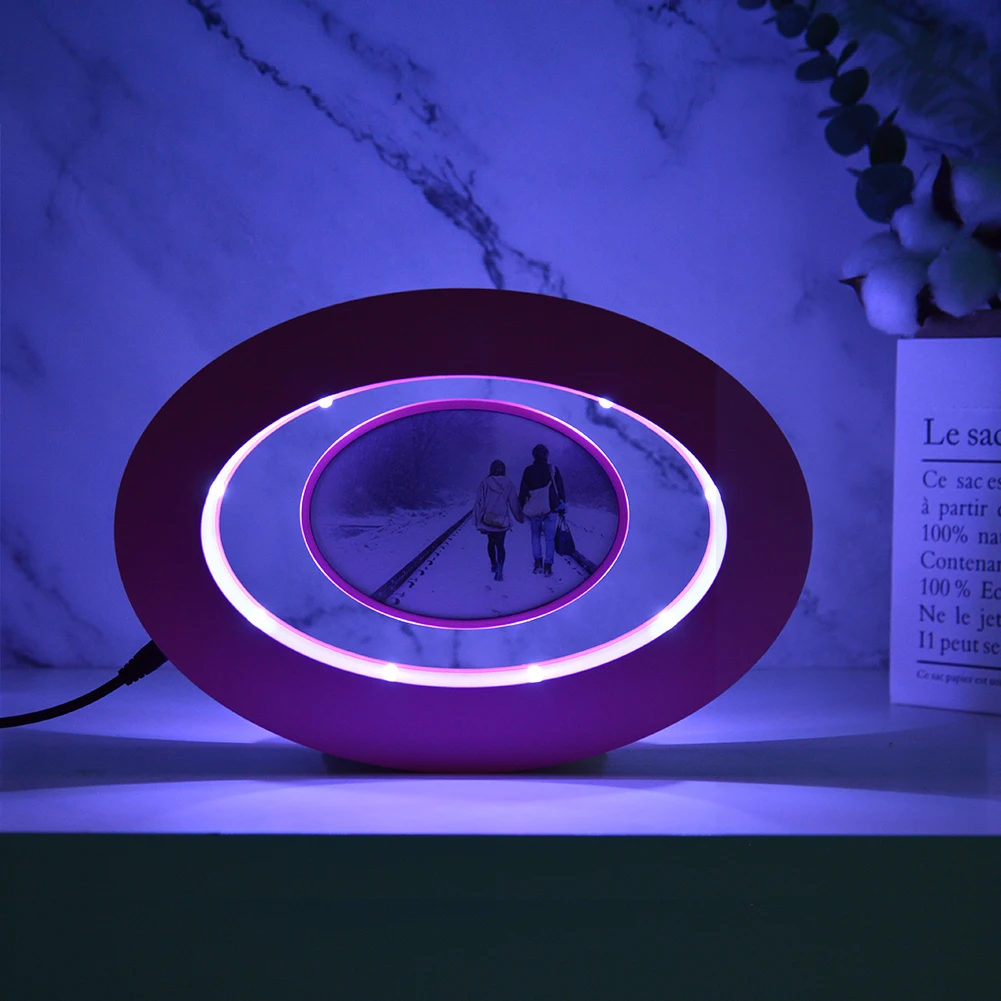 Hot Selling Acrylic Oval Floating Magnetic Photo Frame to Put Photos for Birthday Gifts