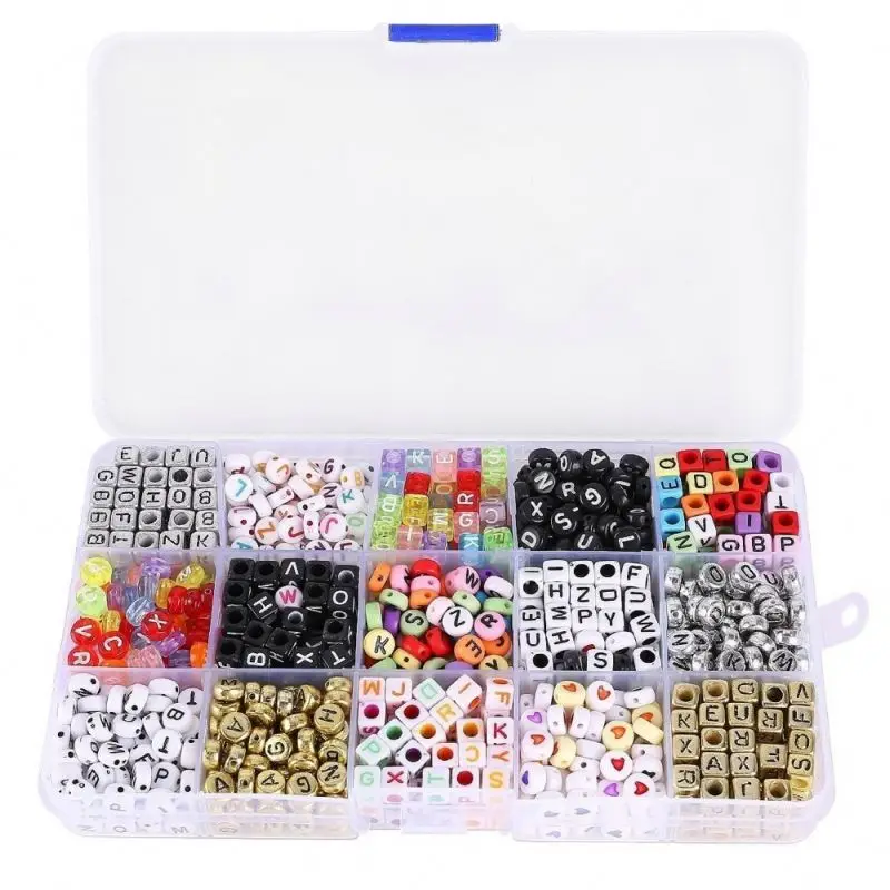 Wholesale quality  Mixed Cube Charms Acrylic Alphabet Letters Beads Set for DIY Bracelets