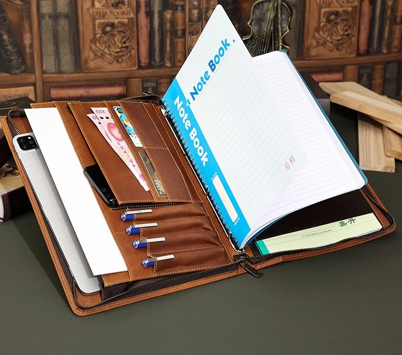 New Multi-Function Vintage Crazy Horse Leather Laptop Briefcase Portfolio Bag