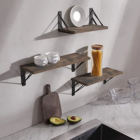 Wall Shelves for Bedroom Decor Floating Wall Shelves for Living Room Kitchen Storage Wall Mounted Rustic Wood Floating Shelves