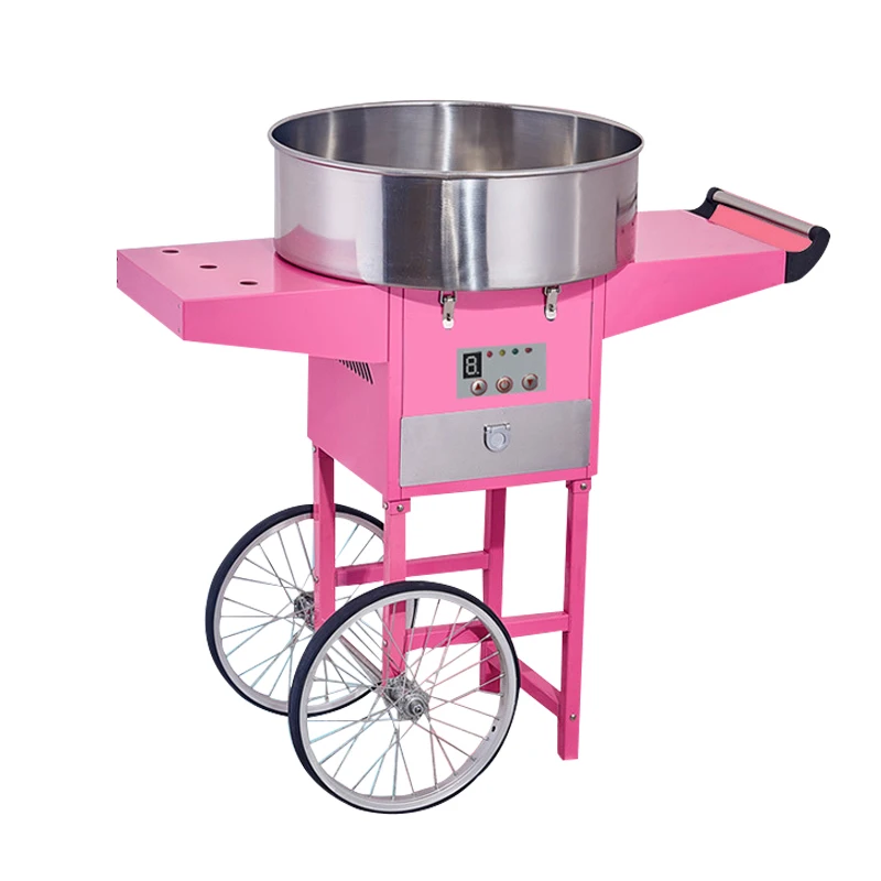 China Pink Sugar Candy Floss Flower Cotton Candy Machine Commercial Use Electric Cotton Candy floss Machine with cart