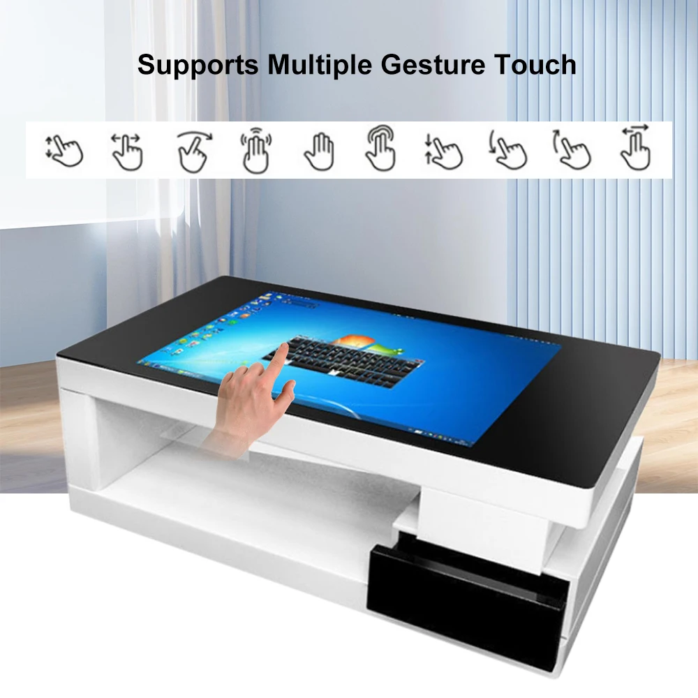 Пользовательский размер 40 дюймов ЖК-экран стол рекламный плеер мульти интерактивный 4k водонепроницаемый Android сенсорный экран умный журнальный столик