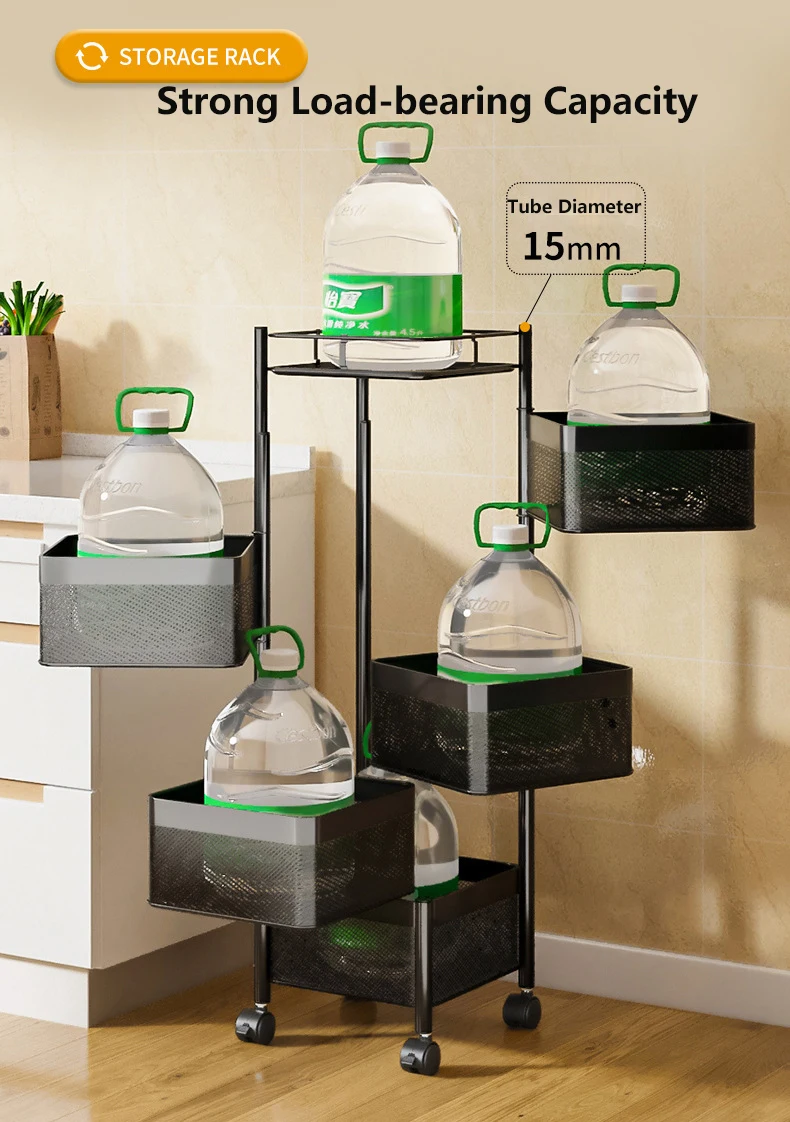 Multi-scene Use Metal Mesh Fruit And Vegetable Basket Storage Cart with Wheels