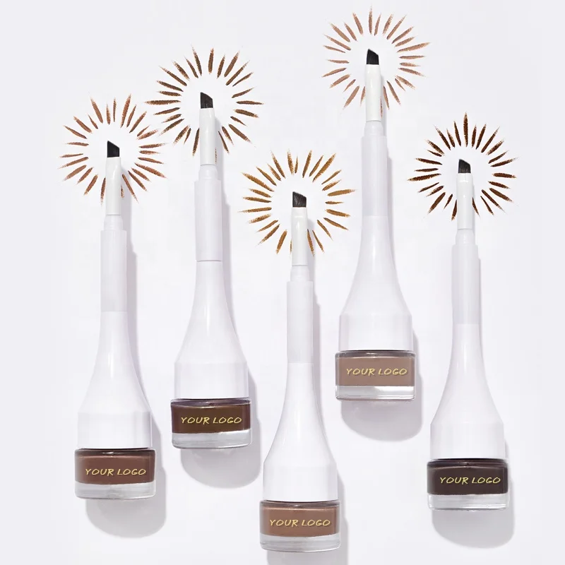 Wholesale 5 Colors Eyebrow Brow Filler Pomade with Brow Slanted Brush Head Private Label Long Lasting Waterproof Eyebrow Pomade