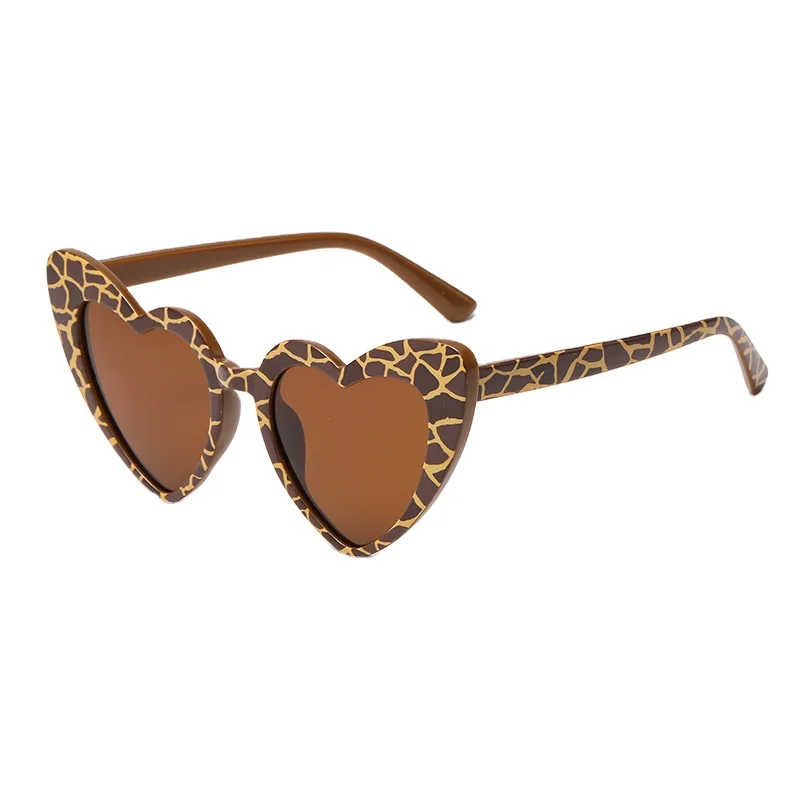 High Quality Fashionable Plastic Frame Sunglasses Cute Love Sun Glasses for Boys and Girls Box Packaging