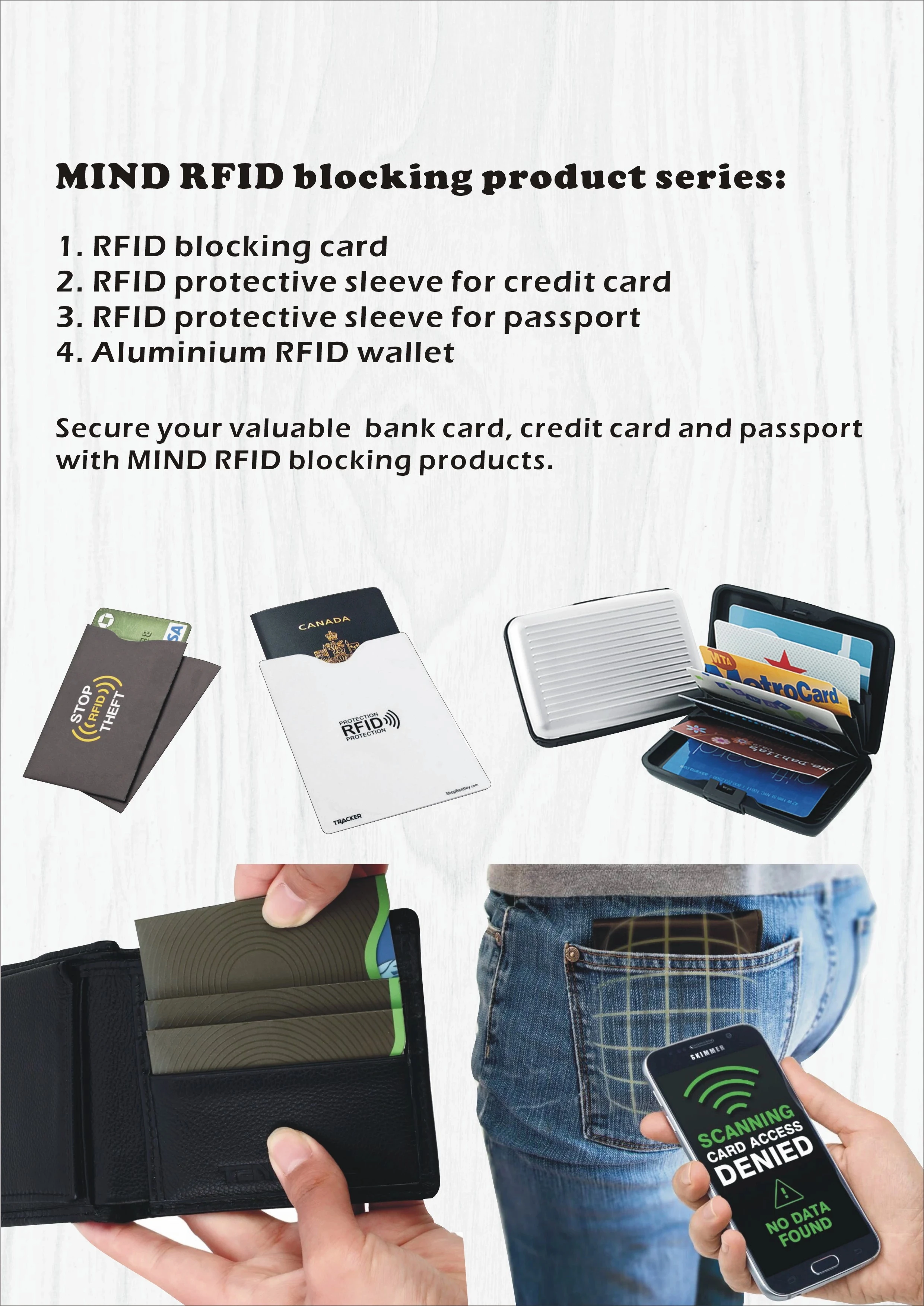  Алюминиевая бумага полноцветная печать Защита кредитных карт RFID Блокировка держатель карты