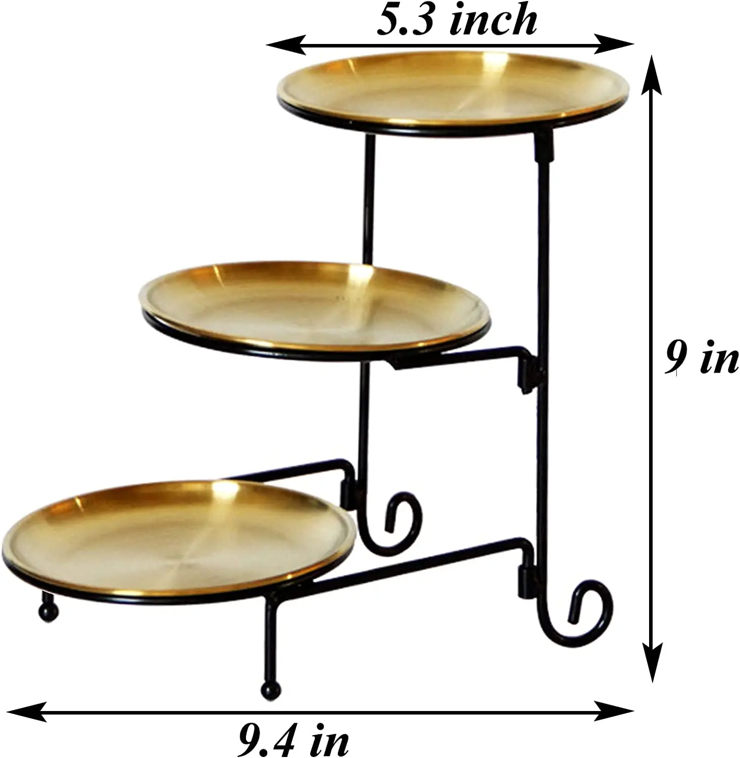 3 Tiers Serving Stand Fruit Plate Cake Plate Serving Trays for Party Display Fruit Dessert Cake, Metal Black
