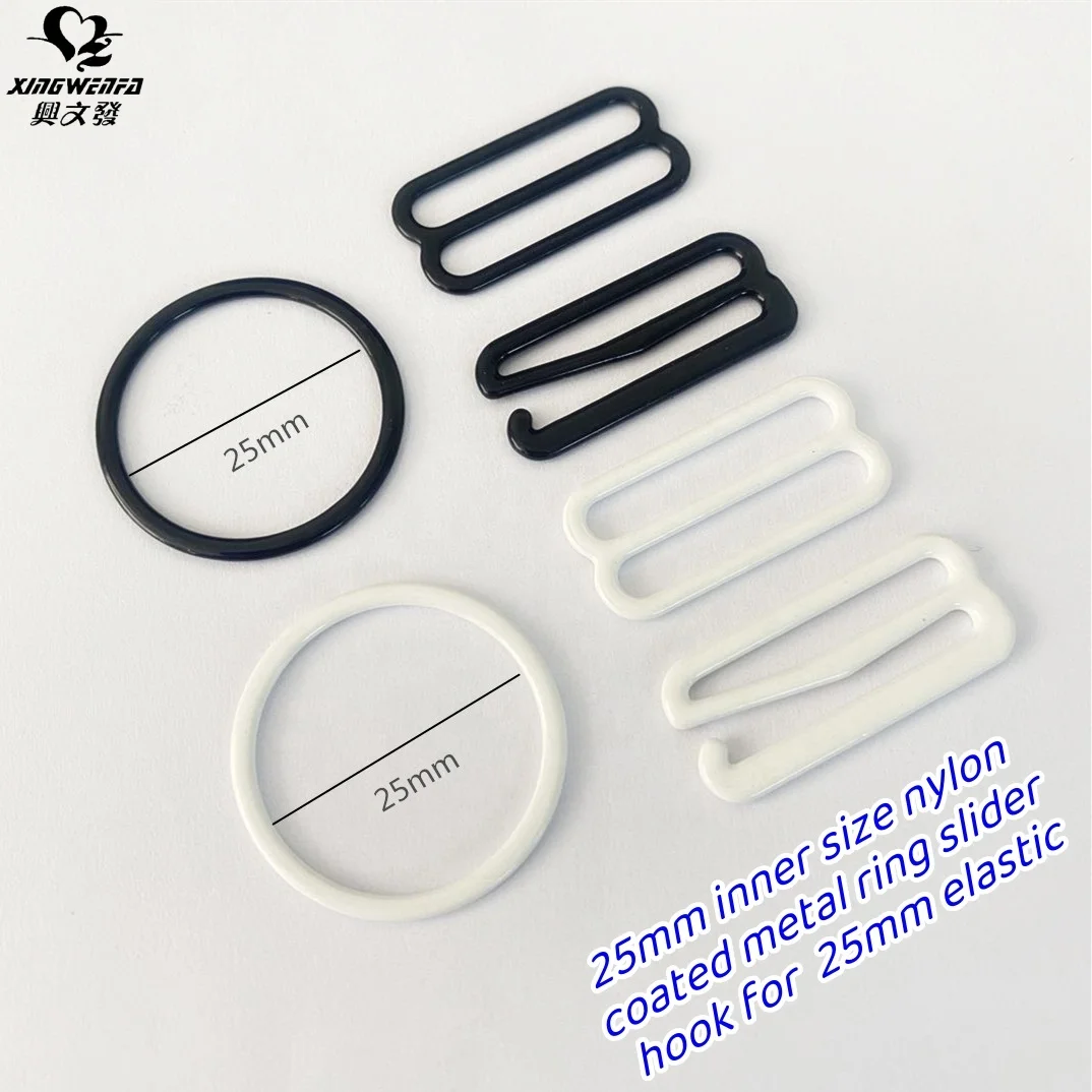 25mm Nylon coated metal adjusters bra strap adjustable rings sliders and hooks